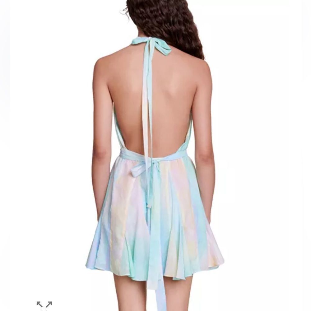 Maje Riciel Halter Mini Dress Backless Tie-Dye Multicolor Sz 34 US XS NWT - Picture 2 of 16